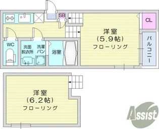 ハーモニーテラス西中田7【1階】の間取り