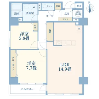 本厚木ハイツ B棟【5階】の間取り