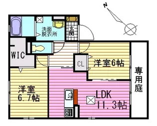 サンクレールA【1階】の間取り