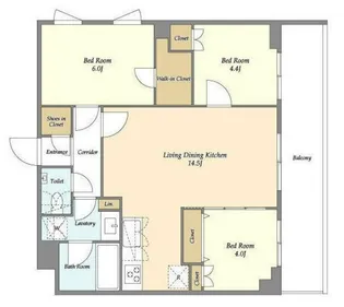 メゾンドオンディーヌ【3階】の間取り