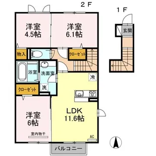 ヴィルヌーブ相坂 C棟【2階】の間取り