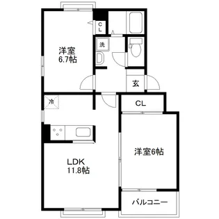 アフィニティ壱番館 B棟【1階】の間取り