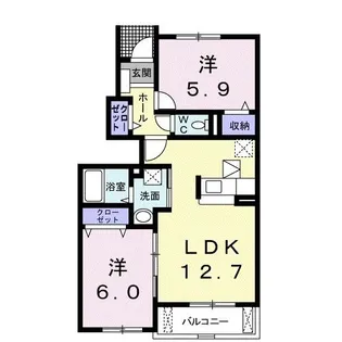 リバーサイドサワナミC【1階】の間取り