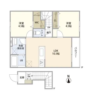 リーブルファイン三郷鷹野II【2階】の間取り