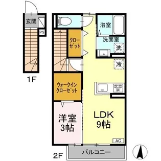 メゾンソレイユ中島西【2階】の間取り