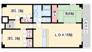 キャッスルコートイワキ【6階】の間取り