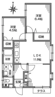 ペイサージュ三鷹【1階】の間取り