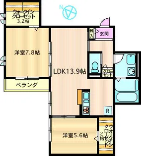 シャン・ド・サントル【2階】の間取り
