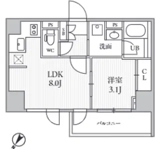 シーズンフラッツ大井町【4階】の間取り