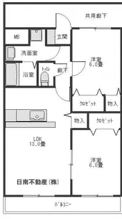 スカイヒルズマンション【2階】の間取り