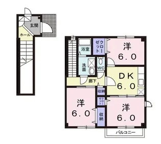 メゾン一ツ谷A【2階】の間取り