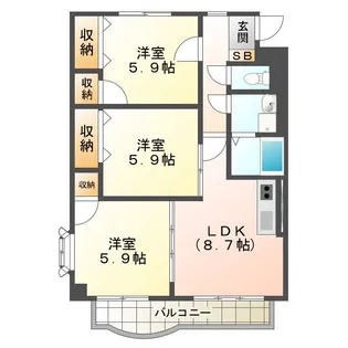パステル大井手【3階】の間取り