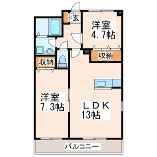 カーネリアン健軍【2階】の間取り