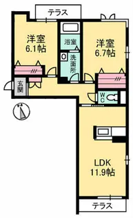 エクサン・プロヴァンス・末広【1階】の間取り