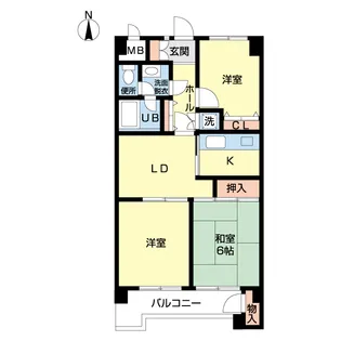 トーカンマンション東堀【6階】の間取り
