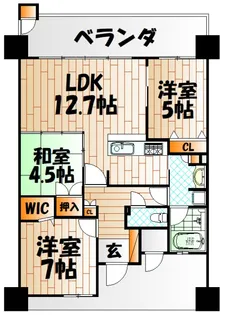 福岡県北九州市小倉北区上到津4【マンション】の間取り