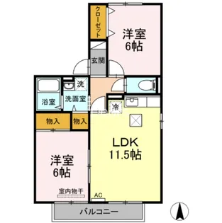 岡山県岡山市南区福富中2【アパート】の間取り