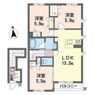シャーメゾン ラ・ヴィ【2階】の間取り