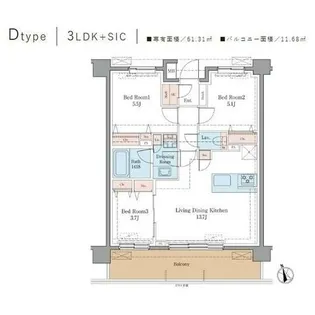 LUXENA+PAWS藤沢【3階】の間取り