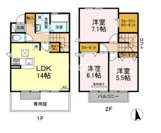 岡山県岡山市北区下中野【一戸建】の間取り