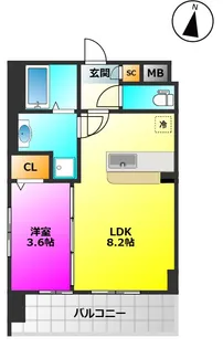 グランソレイユ大橋【3階】の間取り