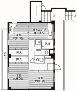 ビレッジハウス迎田4号棟【2階】の間取り