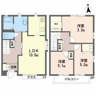 オーセントA【1階】の間取り