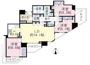 クリオ京王八王子ビサイド【15階】の間取り