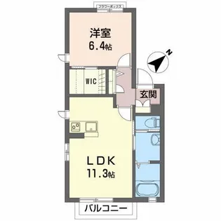 シャーメゾンアルフラット【2階】の間取り