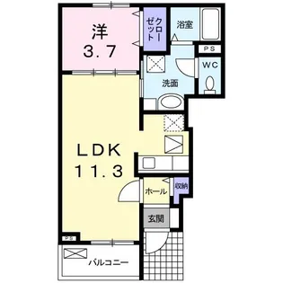 カーサ ソラーレ A【1階】の間取り