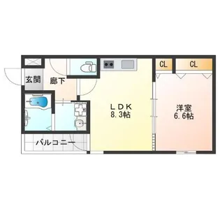 フジパレス松虫通WEST【1階】の間取り