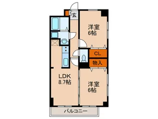 三高ツインタワ- サウス【8階】の間取り
