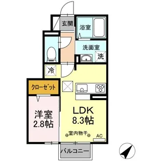 ヴィラージュ松屋【1階】の間取り