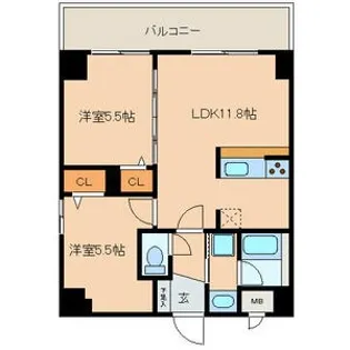 カーサビアンカ黒川【7階】の間取り