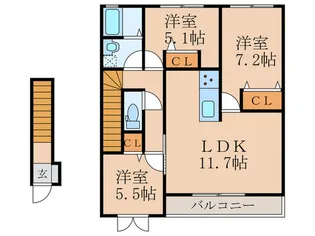 ボヌールIII【2階】の間取り