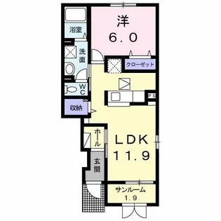 シュプレイム B【1階】の間取り