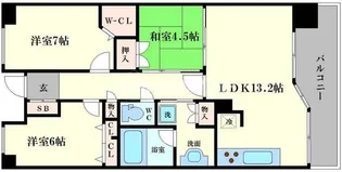 カスタリア阿倍野【6階】の間取り