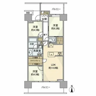 プラウド武蔵新城ステーションマークス【6階】の間取り
