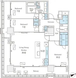 ロイヤルパークス品川【28階】の間取り