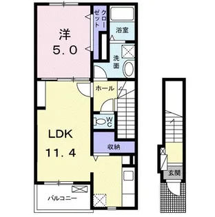 広島県福山市高西町3【アパート】の間取り