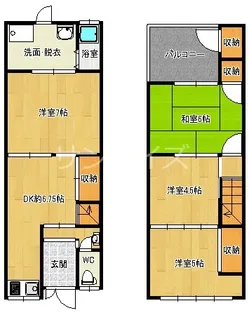 大阪府東大阪市大蓮南2【一戸建】の間取り