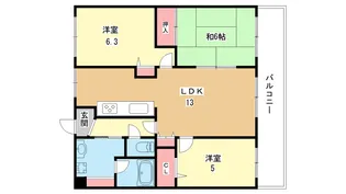 大阪府豊中市小曽根1【マンション】の間取り