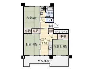 鴨池二丁目団地1号棟【14階】の間取り