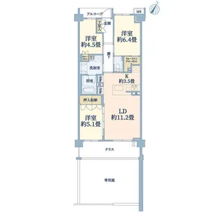 ブランズシティ世田谷中町ブルームフォレスト【1階】の間取り