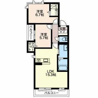 グリーンコート W棟(西)【2階】の間取り