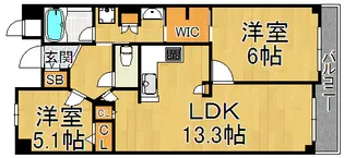 レスタージュたちばなプロヴァンス【4階】の間取り