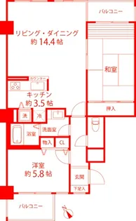 グリーンパーク横須賀中央【5階】の間取り