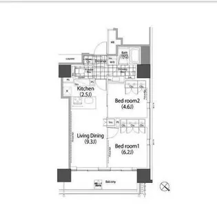 パークハビオ赤坂タワー【19階】の間取り