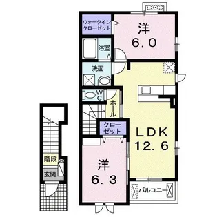 ディアコート箕谷【2階】の間取り