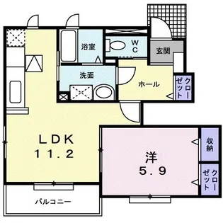 サニー鎗町V【1階】の間取り